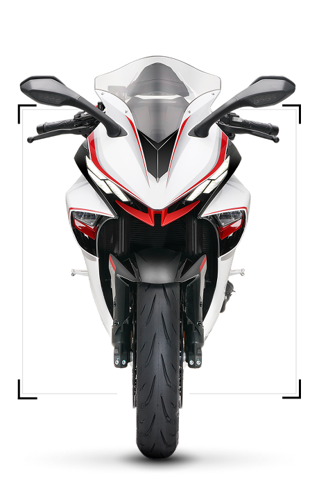 Zontes motos en Argentina - Zontes 703RR de frente con carenado anguloso, parabrisas bajo y una firma visual roja muy marcada.