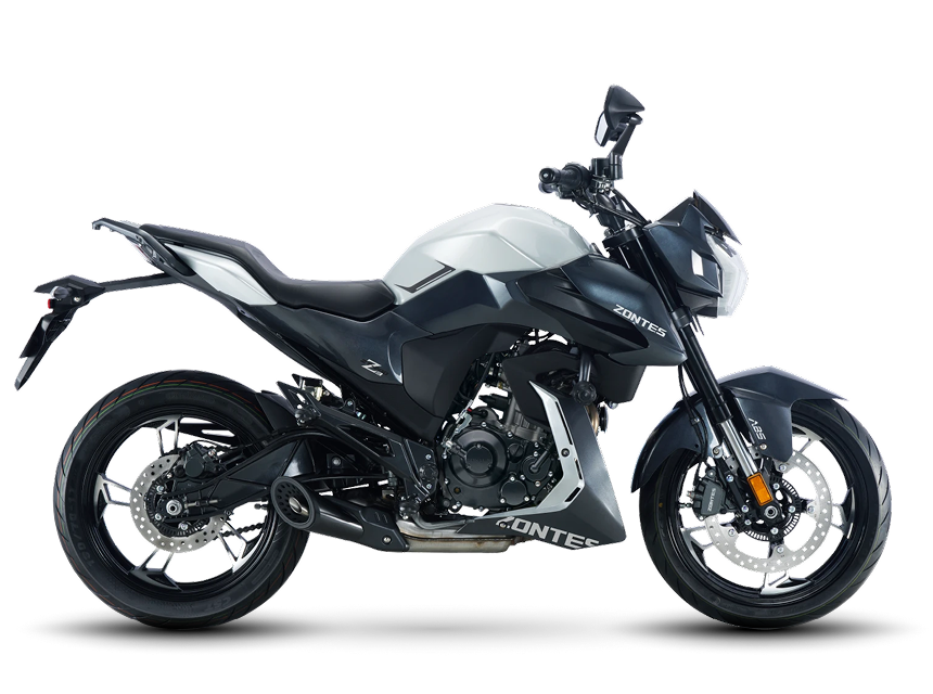 Zontes motos en Argentina - Zontes 200Z gris con lineas tensas, asiento corrido y una imagen urbana de caracter moderno. Zontes motos en Argentina - Zontes 200Z en gris claro y oscuro con perfil completo, llantas deportivas y una silueta naked bien equilibrada.