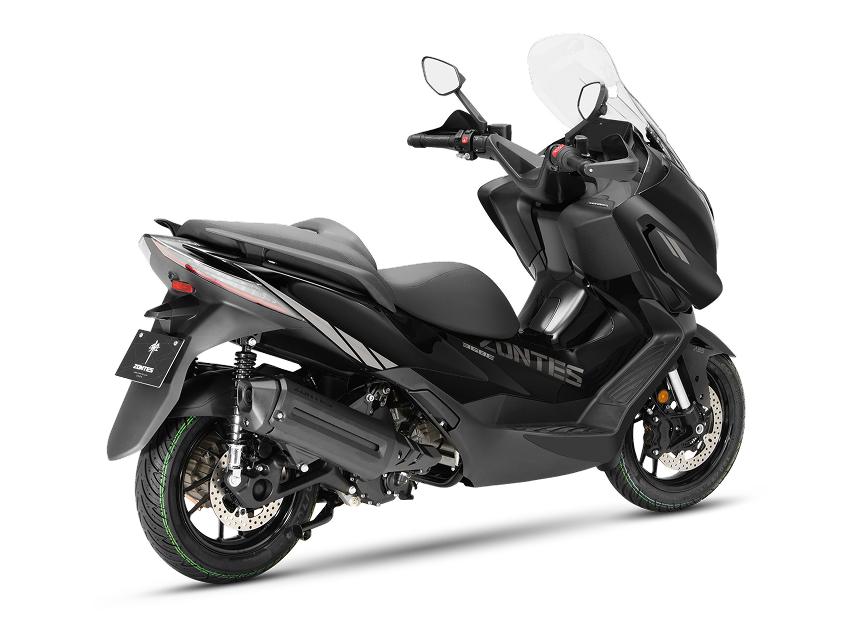 Zontes motos Argentina - scooter Zontes 368E ETC negro con sector trasero, parabrisas alto y portapatente