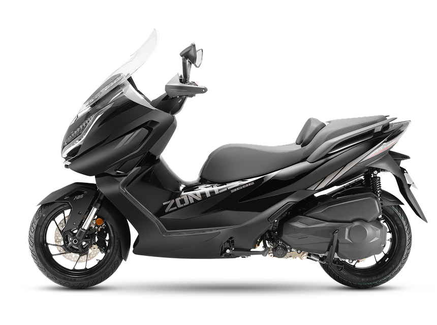 Zontes motos Argentina - scooter Zontes 368E ETC negro con lateral amplio, parabrisas alto y asiento doble
