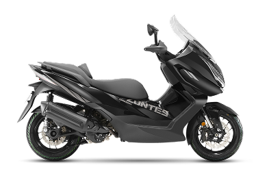 Zontes motos Argentina - 368E ETC negra de perfil con carrocería envolvente y asiento amplio