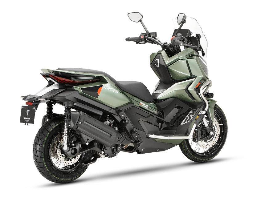Zontes motos Argentina - Parte trasera derecha de la 368G ETC verde Zontes motos Argentina - 368G ETC verde observada desde el sector posterior y lateral